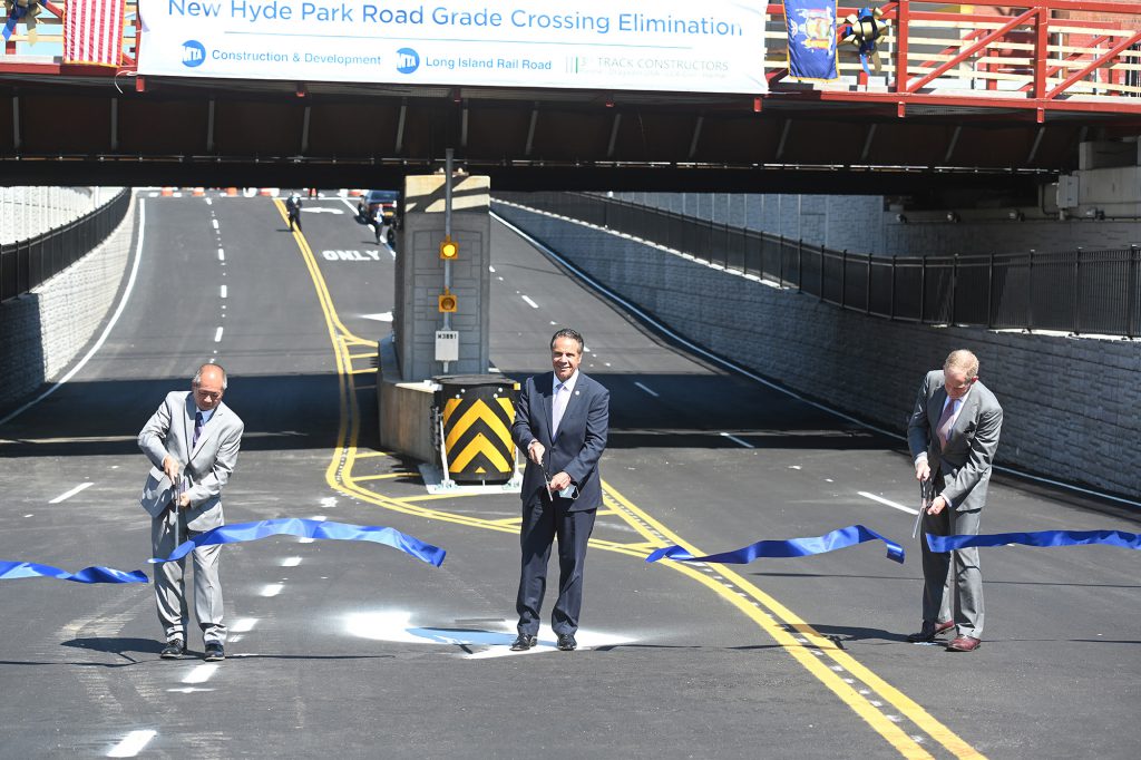 Governor Cuomo Cuts Ribbon on LIRR Overpass Which Eleiminates a Grade Crossing in Garden City 08-24-20